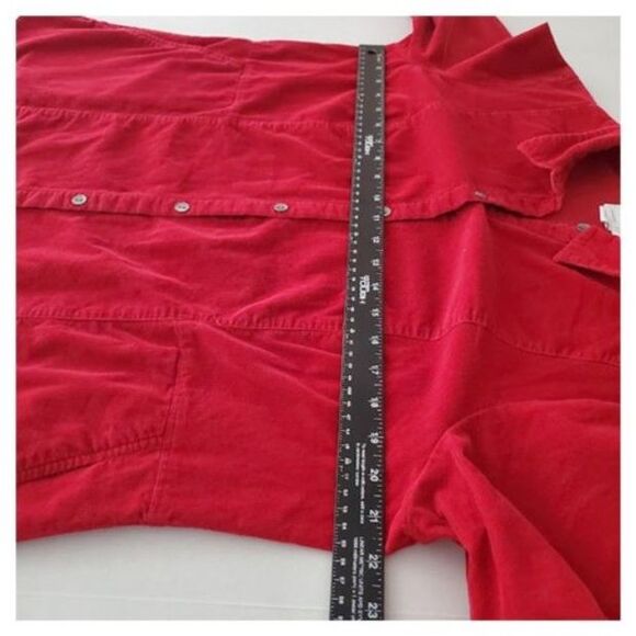 J Jill Red Corduroy Shacket Jacket Top Side Pockets Button-Up Sz LP Layer Cozy - Picture 5 of 9